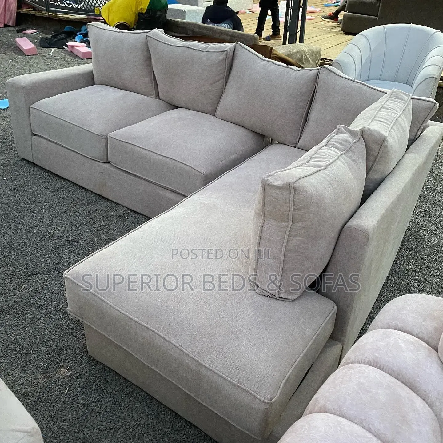 Elegant Corner Seat (Cream) 5 Seater