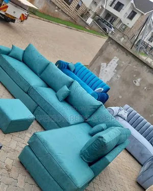 Luxury Green 5-Seater L-Shaped Sofa + Ottoman