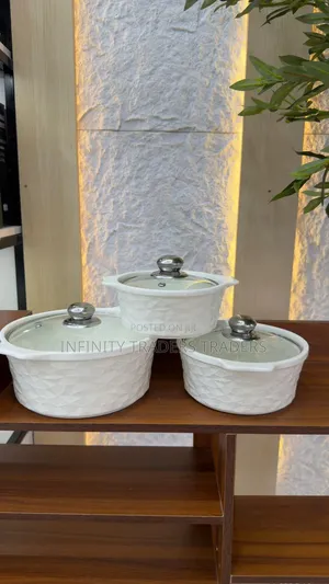 Set of 3 White Soup Pots
