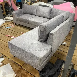 Modern Grey L-Shaped Sofa Set (6 Seater)