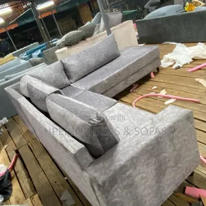 Modern Grey L-Shaped Sofa Set (6 Seater)