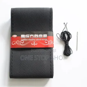 Universal Black Hand Stitched Leather Faux Steering Wheel Cover