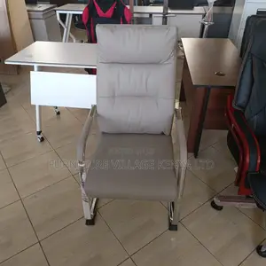Gray Director's Leather Office Guest Chair