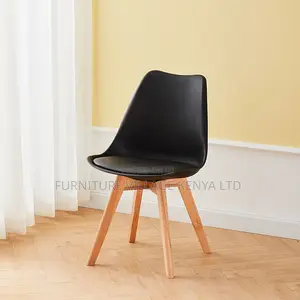 Armless Eames Leather Padded Dining Chair