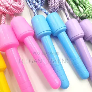 Pp Plastic Handle Polyester Cotton Braided Rope Kids Skipping Rope
