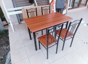 Brown  Wooden 4 Seater Dining Table Set