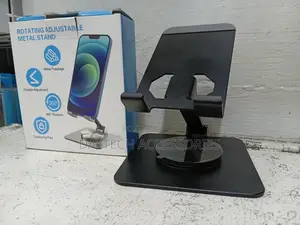 Adjustable 360° Rotating Desktop Phone Stand - Black