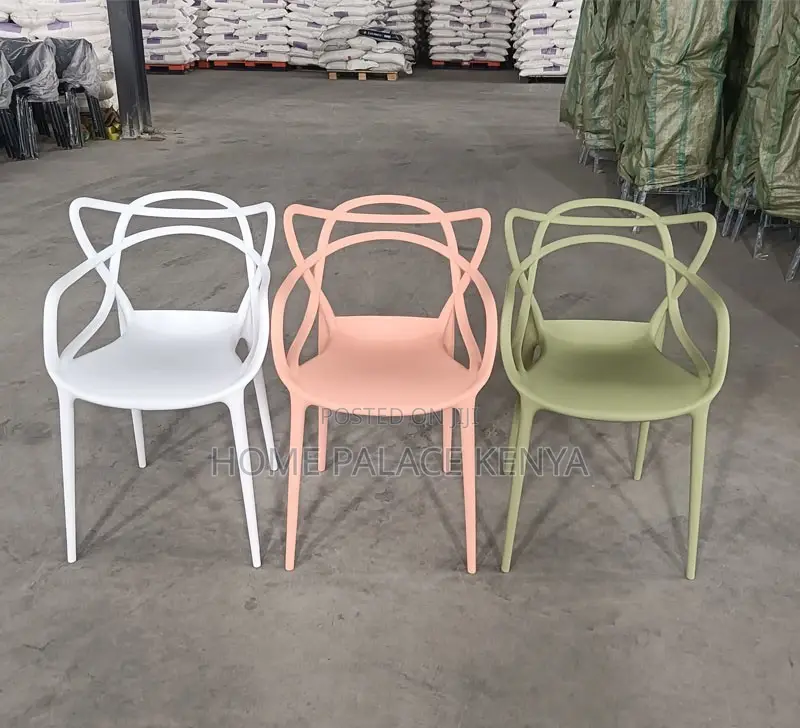 Dining Chair: Ventilated Cat-Ear Plastic Stackable Chair