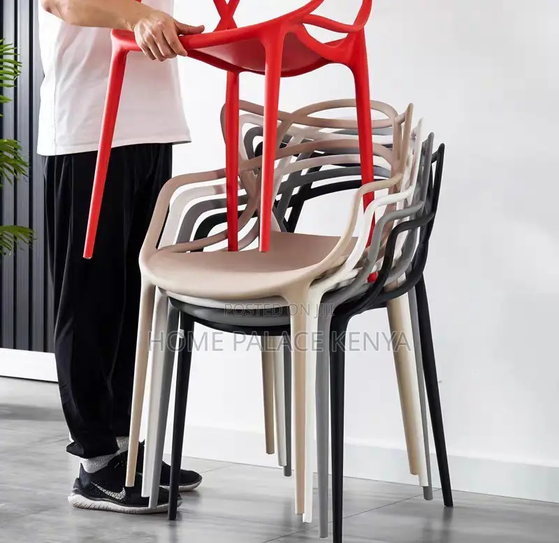 Dining Chair: Ventilated Cat-Ear Plastic Stackable Chair
