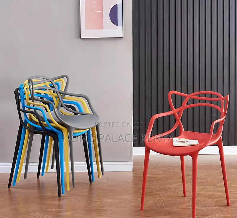 Dining Chair: Ventilated Cat-Ear Plastic Stackable Chair