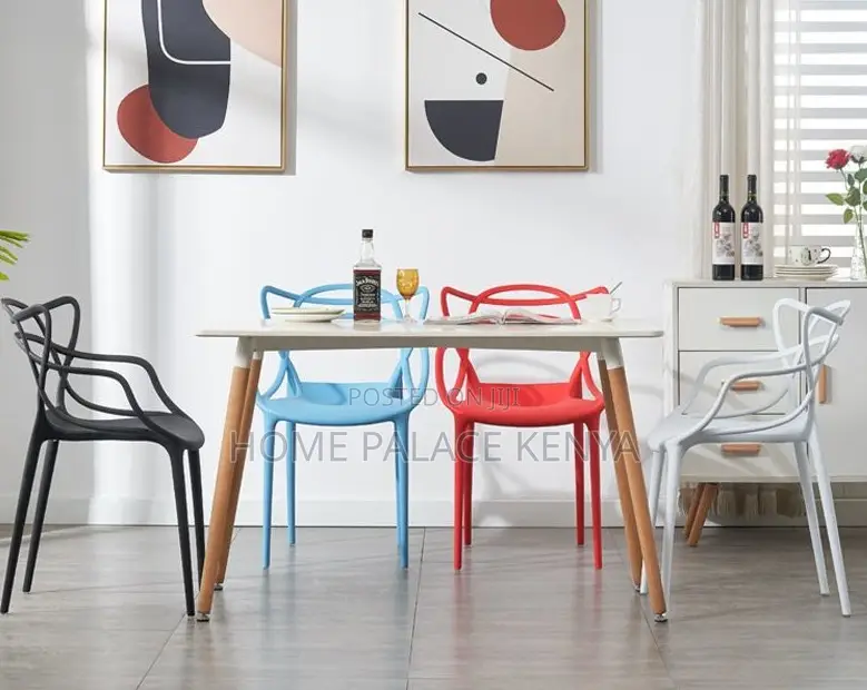 Dining Chair: Ventilated Cat-Ear Plastic Stackable Chair