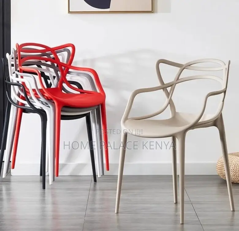 Dining Chair: Ventilated Cat-Ear Plastic Stackable Chair