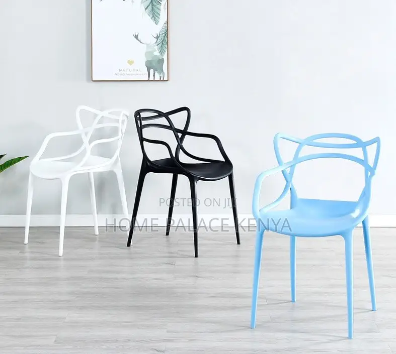Dining Chair: Ventilated Cat-Ear Plastic Stackable Chair