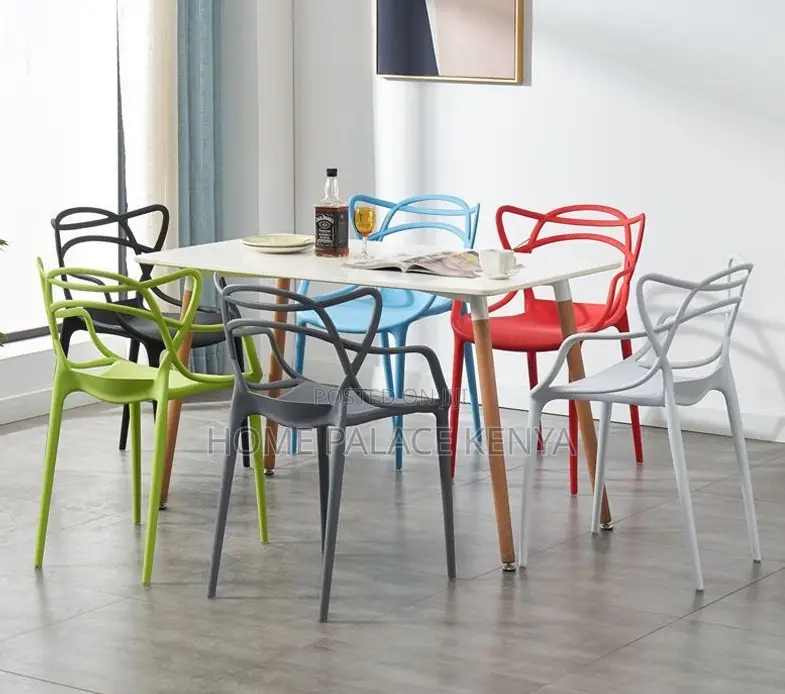 Dining Chair: Ventilated Cat-Ear Plastic Stackable Chair