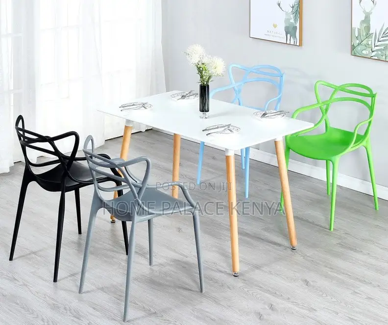 Dining Chair: Ventilated Cat-Ear Plastic Stackable Chair