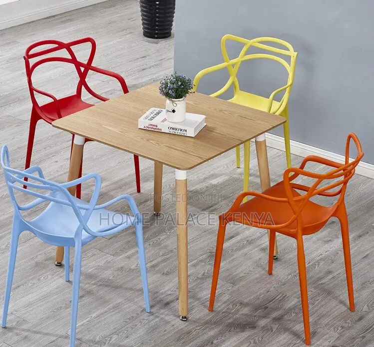 Dining Chair: Ventilated Cat-Ear Plastic Stackable Chair