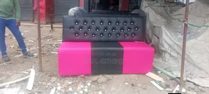 3 Persons Black Pink Couch