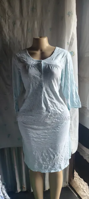 Light Blue and Red Long Sleeve Nightdress