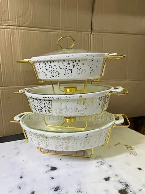 3 Pcs Ceramic Chaffing Dishes