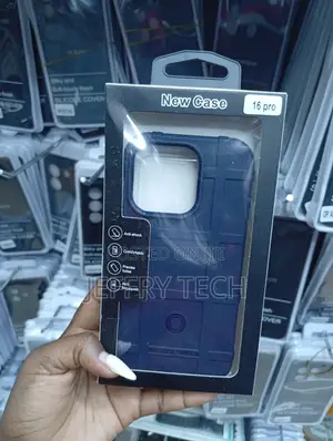 iPhone 16 Pro Distinctive Grid-Like Navy Blue Rugged Shield Phone Case
