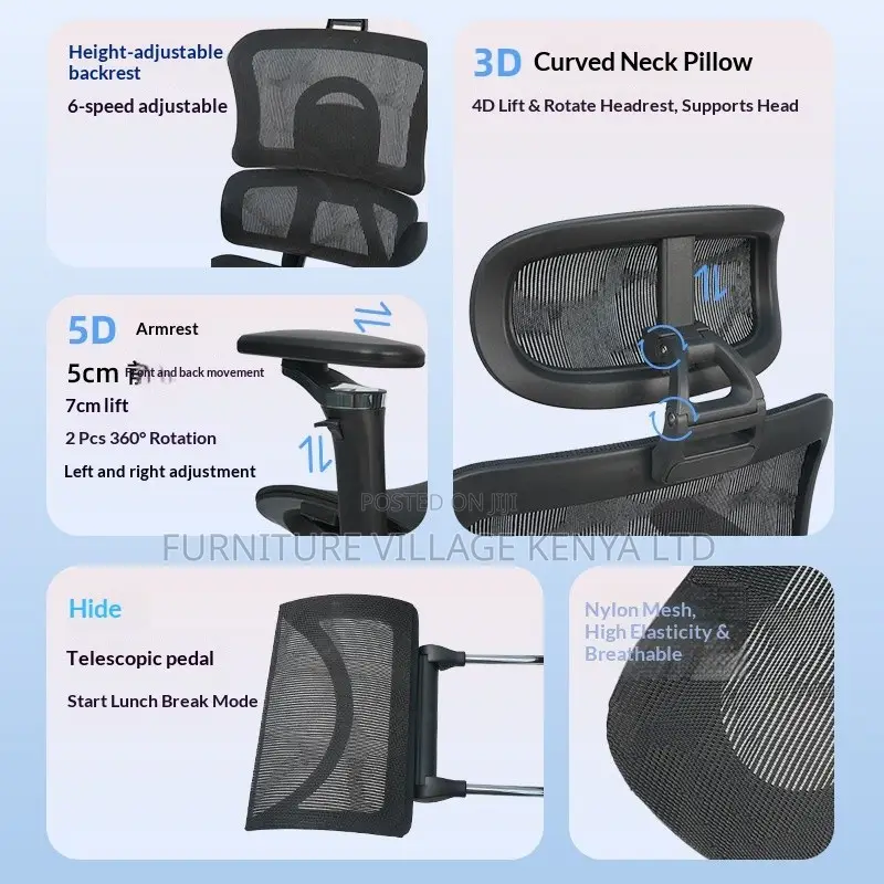 Executive Full Mesh Reclining Chair With Footrest
