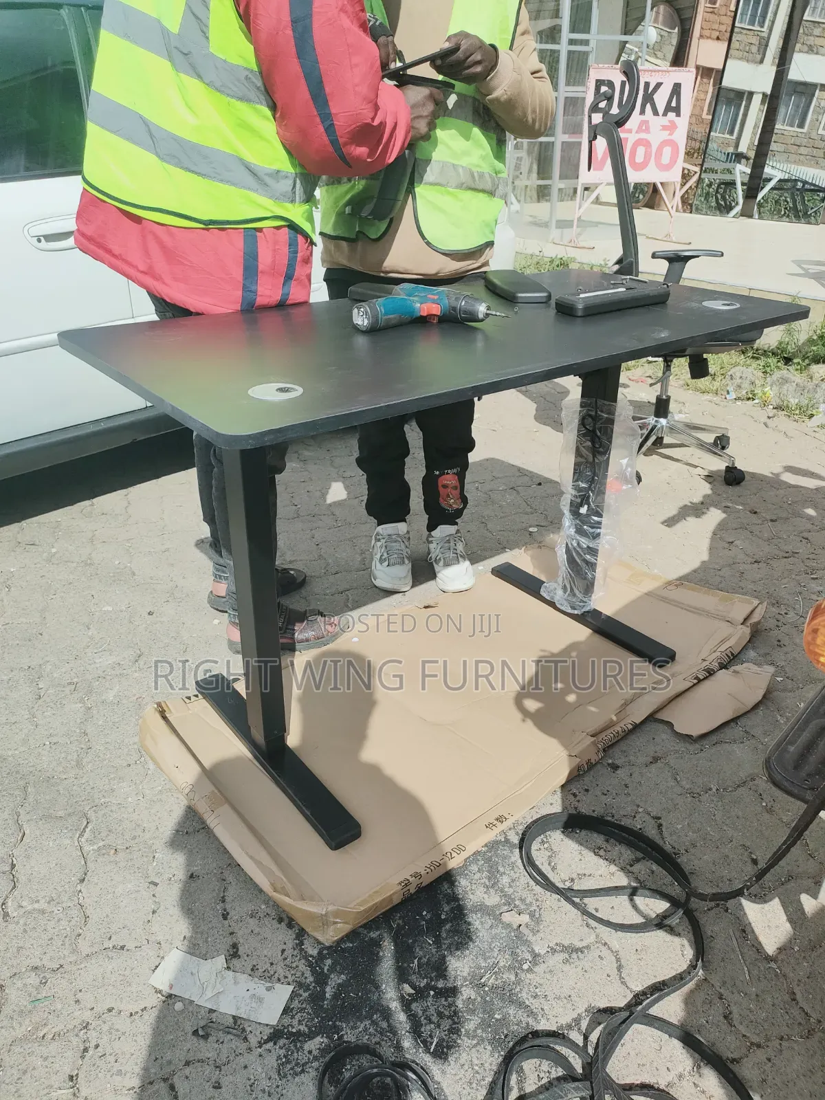 Office Writing/Computer Black Adjustable Table (Office Table)