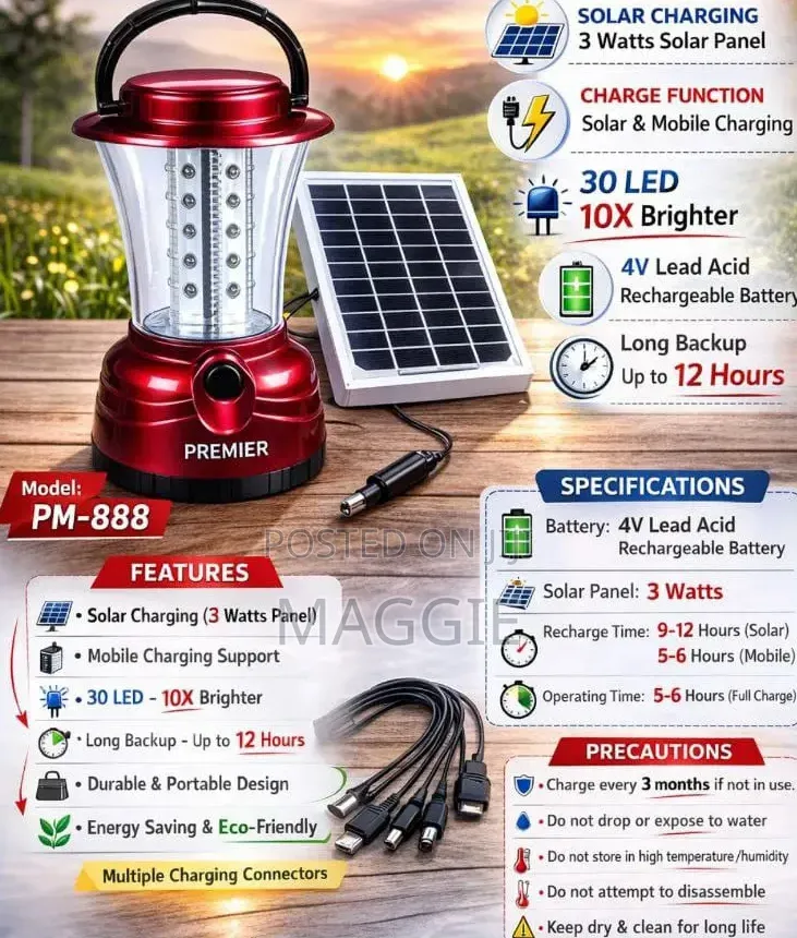 Available Solar Rechargeable Lantern