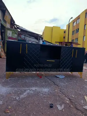Affordable Tv Stand With Marble Top and Gold Strip Decorative
