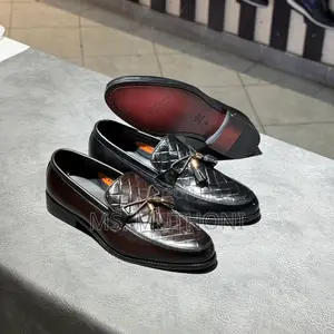 Laceless John Foster Brown and Black Quilted Leather Tassel Loafers