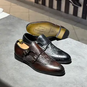 Croc Textured John Foster Double Monk Strap Leather Shoes ; 40-46