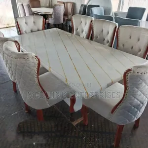 Perry Mason Dinning Table Set 8 Seater Marble Top