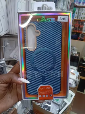 Thirbo Galaxy S24 Fe Case a Blue Carbon Fiber Texture and Magsafe