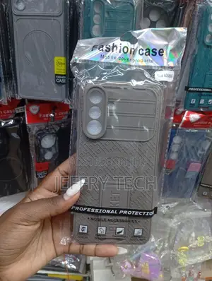 Grey Pro Samsung A56 Phone Case With a Camera Cover and Kickstand