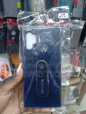 Blue Case With a Metal Ring Kickstand for a Samsung Galaxy Note 10+