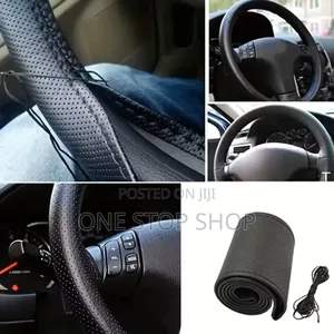 Manual Stitching Faux Leather Steering Cover With Needle,Thread