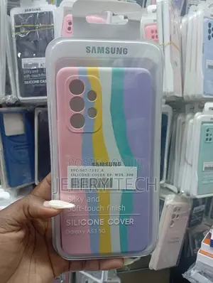 Samsung Galaxy A53 Silicone Cover Featuring a Rainbow Striped Pattern