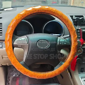 Wooden Grain Brown Textured Steering Wheel Cover