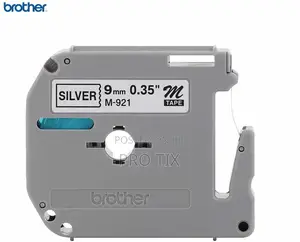 Brother M-921 9mm Silver Label Tape Black Print