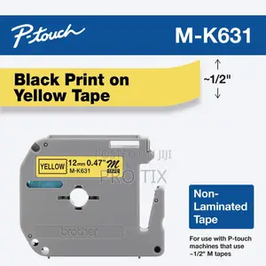 Brother M- 12mm Black on Yellow Label Tape