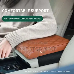 Brown Leather Centre Console Armrest Pad Increases Armrest Height