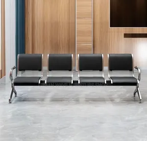 Black Padded 4 Seater Link Office Chair for Visitors