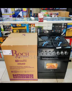 Roch Standing Cooker (Turkey Premium) Black 60cmx60cm, 3gas+1electric,