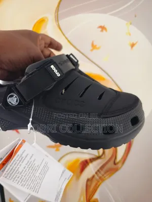 Black Leather Top Crocs