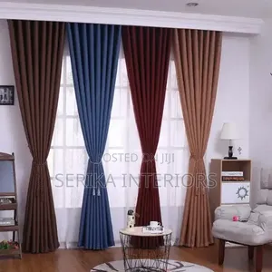 Blue and Chocolate Curtains Curtains Environmental Friendly Justin