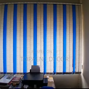Rationed Blue and White Wipeable Slats for Vertical Blinds