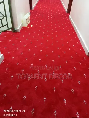 Presidential Plain Red With White Flowers Office Corridors Walltowall