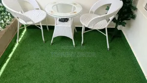 Balcony Rest Area Setup Green Artificial Grass Carpet