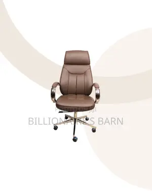 New Brown Executive Leather Office Chair High Back Chrome Base Ready