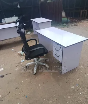 White Black Premium Office Desk and Breathable High Back Office Chair