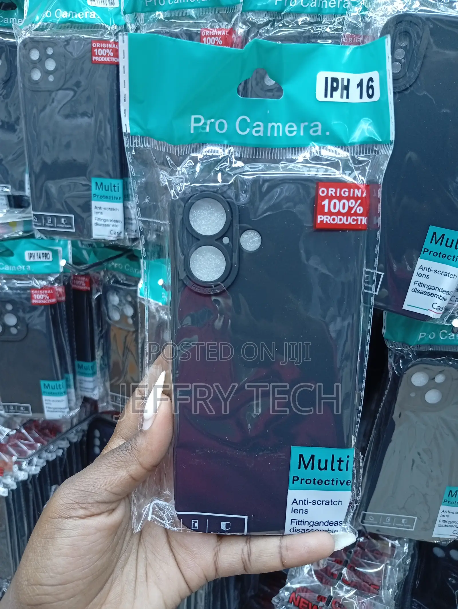 "Iph 16" Matte Black Protective Phone Case